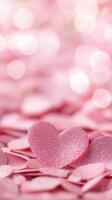 Romantic Bright Heart-Shaped Bokeh. photo