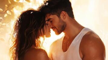 closeup couple kissing on city background. photo