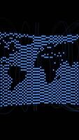An Artistic Representation of a World Map Displayed using Blue LED Pixels Creatively video