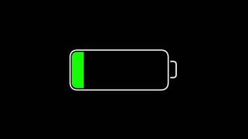 The battery icon is currently displaying a low charge level, indicating the need for recharging video