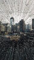 dinâmico paisagem urbana apresentando único abstrato visual efeitos e impressionante artístico elementos video
