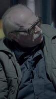 A Mysterious Elderly Man in an Urban Setting, with a unique and intriguing presence video
