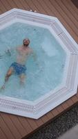 A Relaxing Man Soaking in Spa Pool, Embracing Summer Vibes and Leisurely Relaxation Time video
