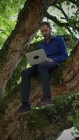 Exploring the concept of working remotely, particularly in nature, through innovative tree offices video