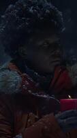 A Person Finding Joy While Enjoying a Warm Drink in a Beautiful Snowy Landscape During Wintertime video