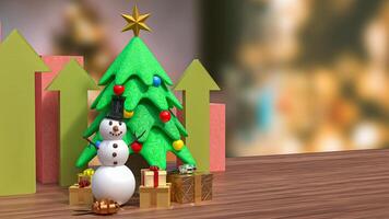 The Snow man and chart for christmas or Business concept 3d rendering. photo