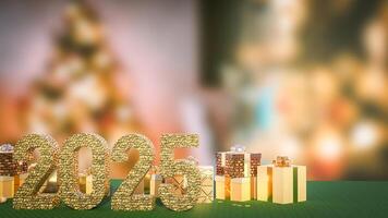 The 2025 number and gift box for new year or celebration concept 3d rendering. photo