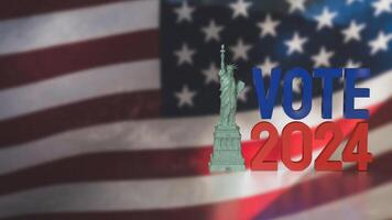 The Statue of Liberty and vote 2024 for Election Center concept 3d rendering. photo