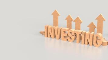 The wood investing text and arrow up for Business concept 3d rendering. photo