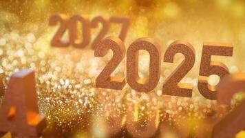 The Gold 2025 number for new year or celebration concept 3d rendering. photo