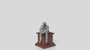 The Business man siting on wood podium for Thinking concept 3d rendering. photo
