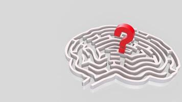 The White Brain maze and question mark for sci or creative concept 3d rendering. photo
