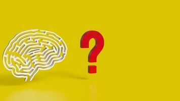 The White Brain maze and question mark for sci or creative concept 3d rendering. photo