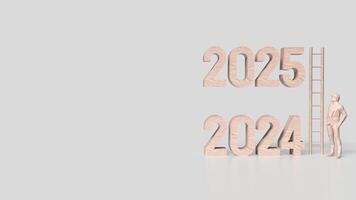 The Number 2024 and 2025 for Business concept 3d rendering. photo