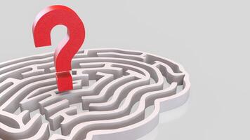 The White Brain maze and question mark for sci or creative concept 3d rendering. photo