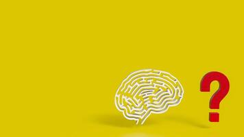 The White Brain maze and question mark for sci or creative concept 3d rendering. photo