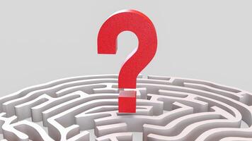 The White Brain maze and question mark for sci or creative concept 3d rendering. photo