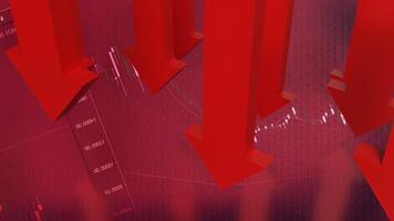 The Red arrow Down on Business background 3d rendering. photo