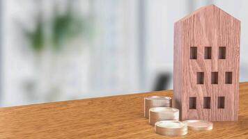 The House and coins for property or investment concept 3d rendering. photo