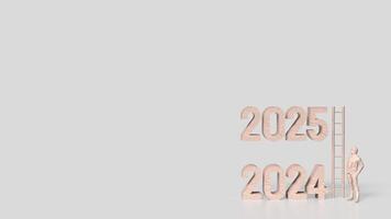 The Number 2024 and 2025 for Business concept 3d rendering. photo