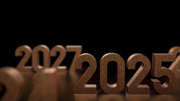 The Gold 2025 number for new year or celebration concept 3d rendering. photo