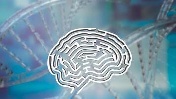 The White Brain maze on DNA background for sci or creative concept 3d rendering. photo