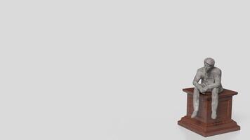 The Business man siting on wood podium for Thinking concept 3d rendering. photo