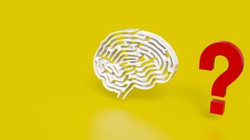 The White Brain maze and question mark for sci or creative concept 3d rendering. photo