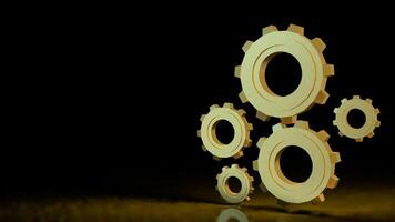 The Gold gear in Black Background for technology or Abstract concept 3d rendering. photo