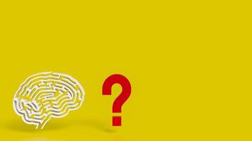The White Brain maze and question mark for sci or creative concept 3d rendering. photo