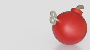 The Red Bomb and wind up on white Background 3d rendering. photo