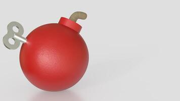 The Red Bomb and wind up on white Background 3d rendering. photo