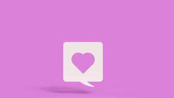 The heart icon in balloon text on pink background for love concept 3d rendering. photo