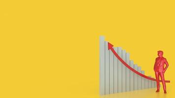The chart and red man on yellow background for Business concept 3d rendering. photo