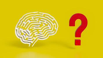 The White Brain maze and question mark for sci or creative concept 3d rendering. photo