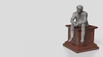 The Business man siting on wood podium for Thinking concept 3d rendering. photo