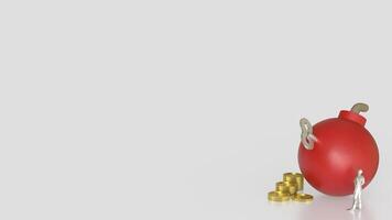 The Red Bomb wind up and coins for Business concept 3d rendering. photo