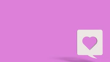 The heart icon in balloon text on pink background for love concept 3d rendering. photo