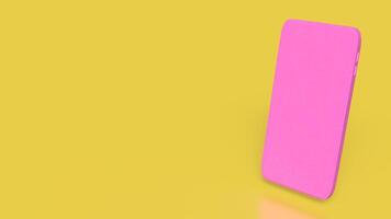 The pink mobile on yellow background for love applications concept 3d rendering. photo