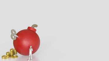 The Red Bomb wind up and coins for Business concept 3d rendering. photo