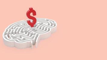 The dollar symbol on brain maze for Business concept 3d rendering. photo