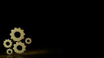 The Gold gear in Black Background for technology or Abstract concept 3d rendering. photo