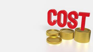 The Cost text and coins for Business concept 3d rendering. photo