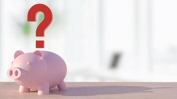 The piggy bank and question mark for earn or saving concept 3d rendering. photo