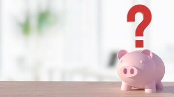 The piggy bank and question mark for earn or saving concept 3d rendering. photo