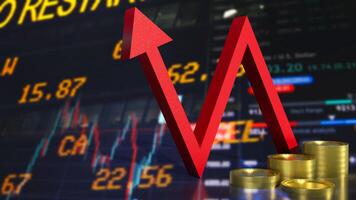 The red wave arrow for Business concept 3d rendering. photo