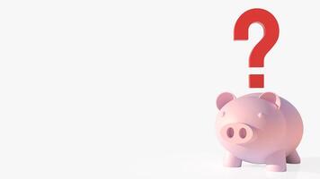 The piggy bank and question mark for earn or saving concept 3d rendering. photo
