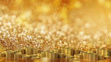 The gold coins on bokeh background for Business concept 3d rendering. photo