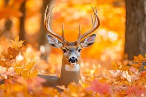 Majestic Deer in Vibrant Autumn Foliage photo
