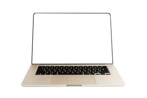 Laptop computer on blank white screen isolated on white background with clipping path. photo